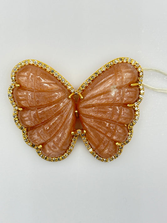 Butterfly 14k Solid Gold Diamond Pendants