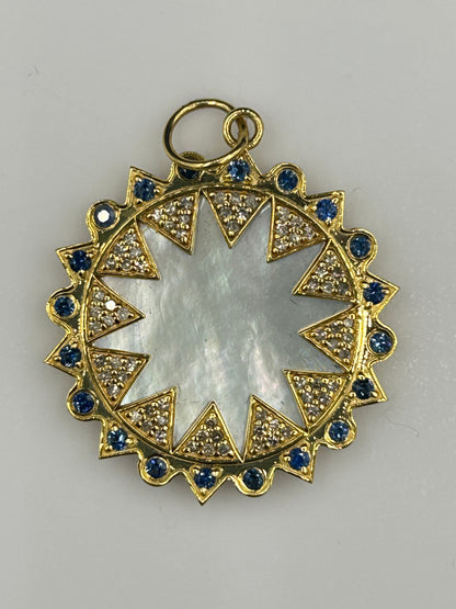 Round 14k Solid Gold Diamond Pendants