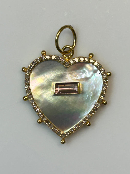 Heart 14k Solid Gold Diamond Pendants