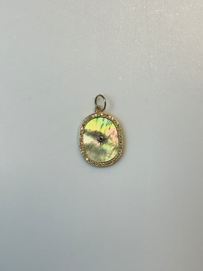 Oval 14k Solid Gold Diamond Pendants