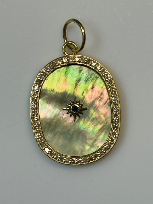 Oval 14k Solid Gold Diamond Pendants