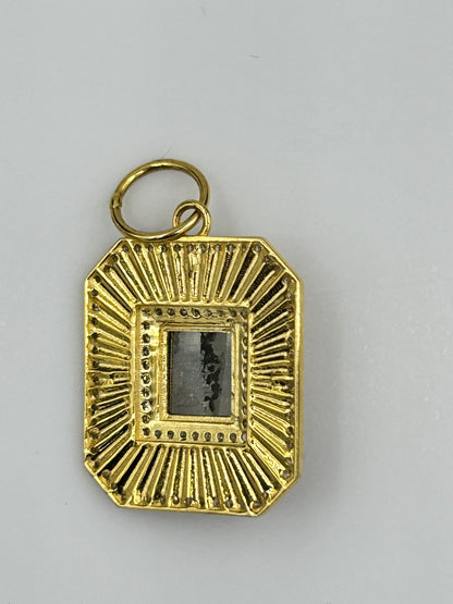 Rectangle 14k Solid Gold Diamond Pendants