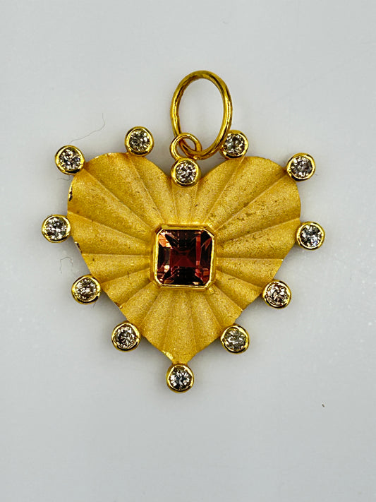 Heart 14k Solid Gold Diamond Pendants