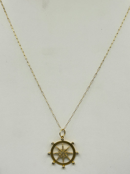 Round 14k Solid Gold Diamond Pendants