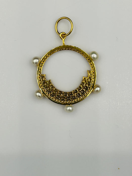 Round 14k Solid Gold Diamond Pendants