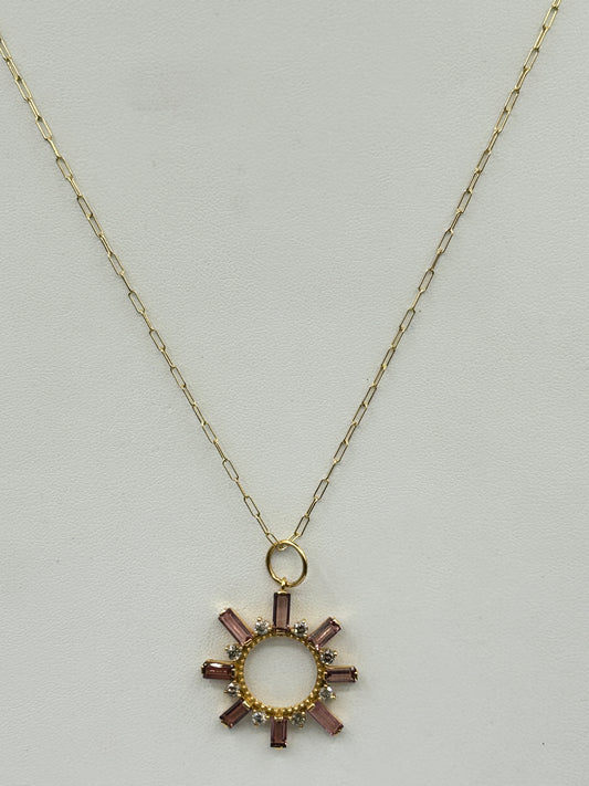 Round 14k Solid Gold Diamond Pendants