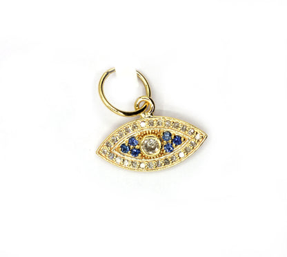 Evil Eye 14k Solid Gold Diamond Pendants.
