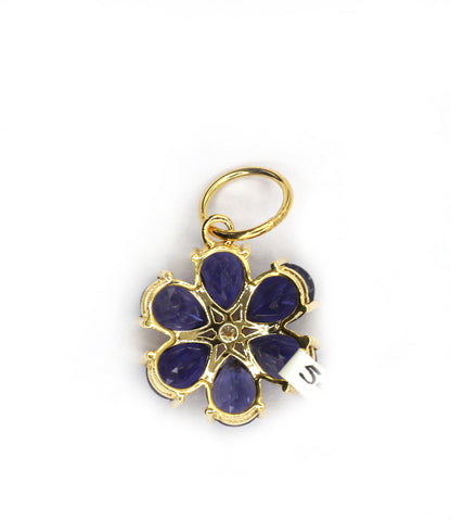 Flower 14k Solid Gold Diamond Pendants.