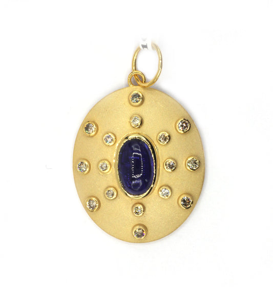 Oval 14k Solid Gold Diamond Pendants