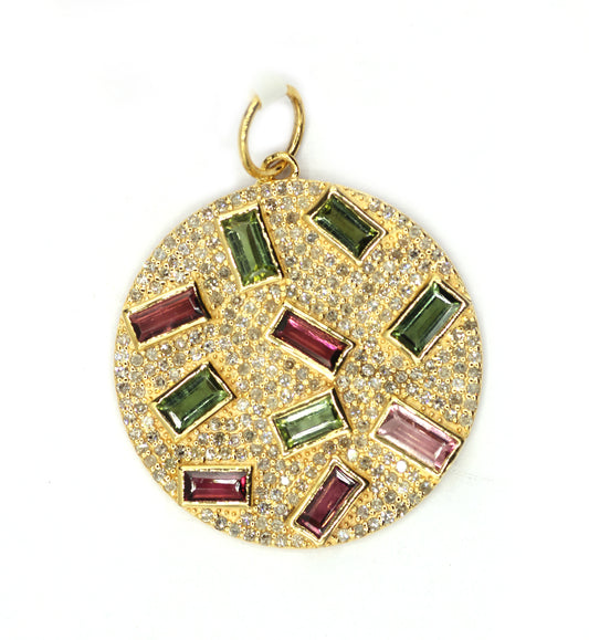 Round 14k Solid Gold Diamond Pendants