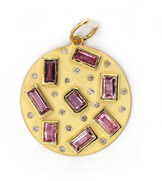 Round 14k Solid Gold Diamond Pendants