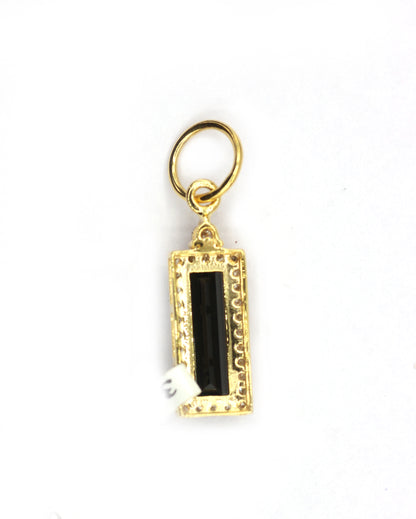 Rectangle 14k Solid Gold Diamond Pendants With Green Tourmaline