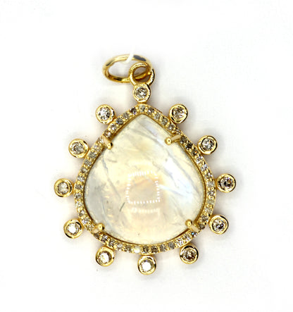 Pear 14k Solid Gold Diamond Pendants