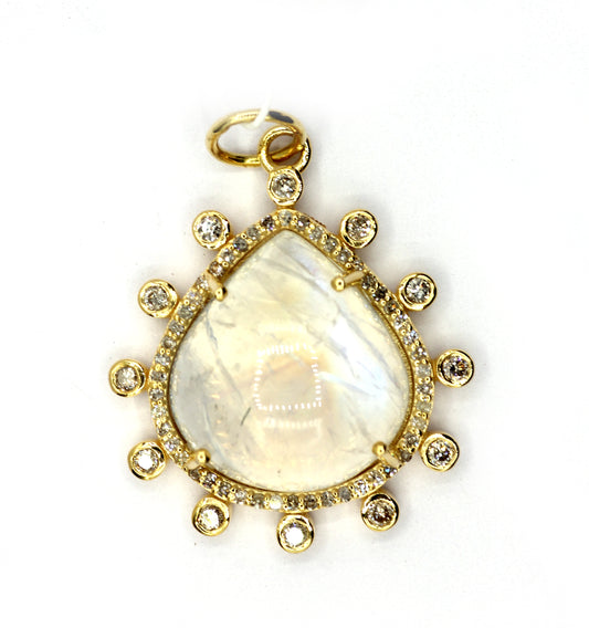 Pear 14k Solid Gold Diamond Pendants