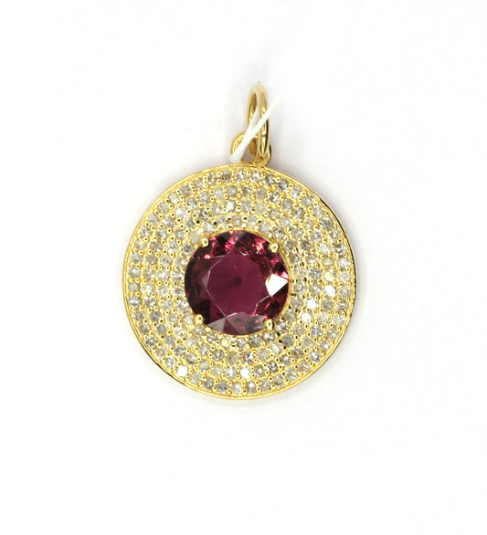Round 14k Solid Gold Diamond Pendants
