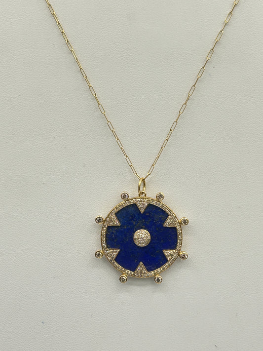 Round 14k Solid Gold  Diamond Pendants