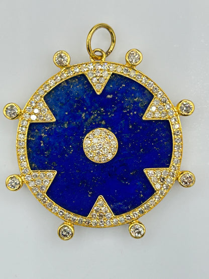 Round 14k Solid Gold  Diamond Pendants