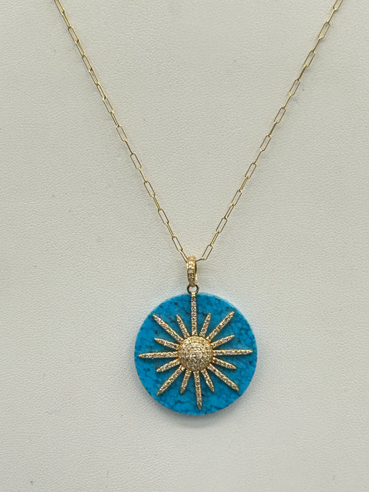 Round 14k Solid Gold  Diamond Pendants