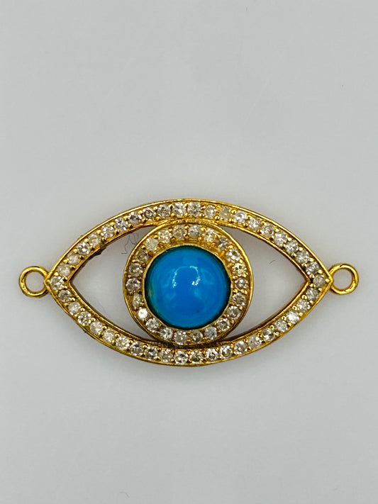 Evil Eye 14k Solid Gold Diamond Pendants With Turquoise Stone