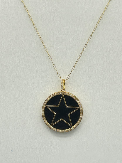 Round 14k Solid Gold  Diamond Pendants