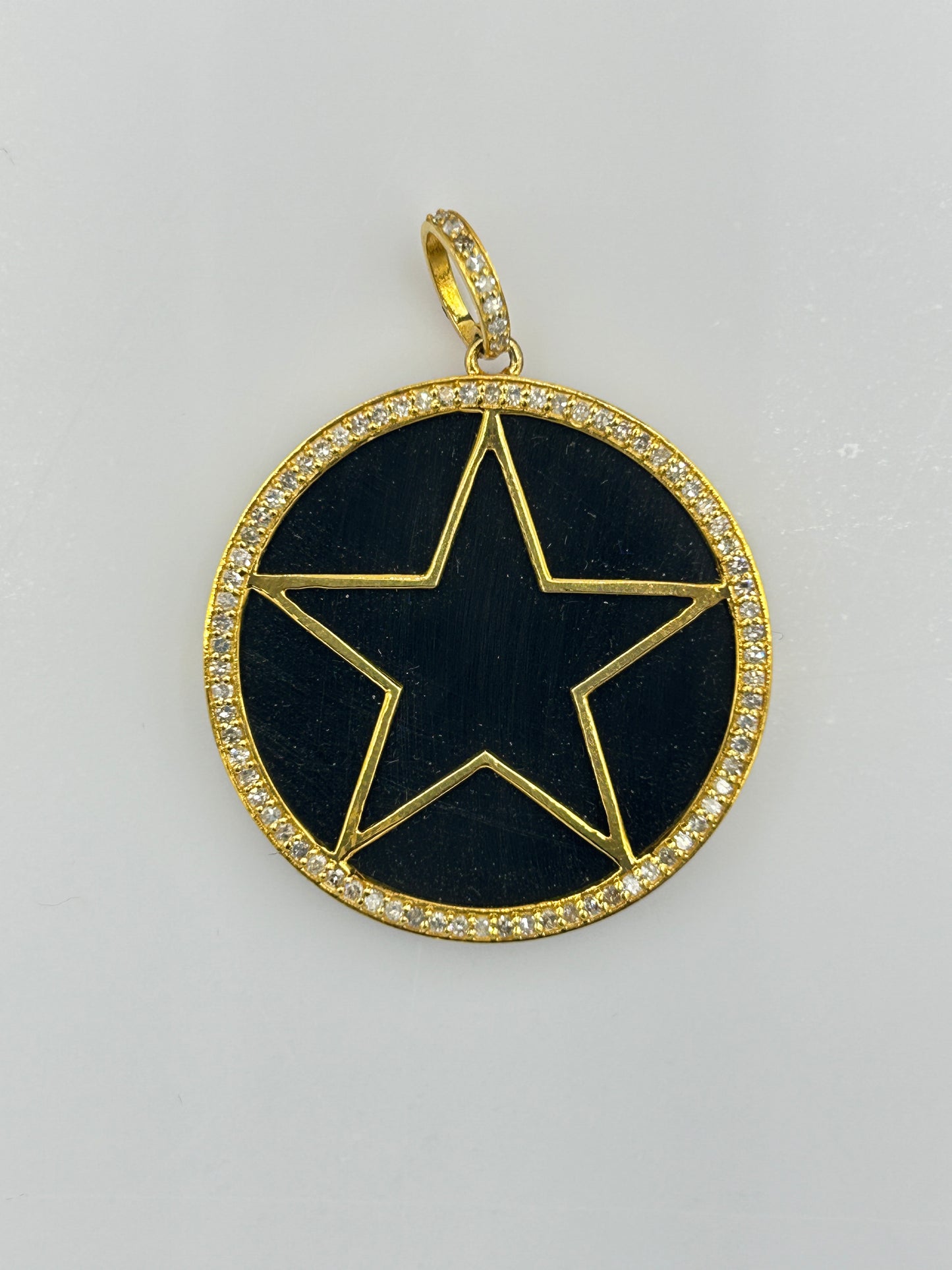 Round 14k Solid Gold  Diamond Pendants