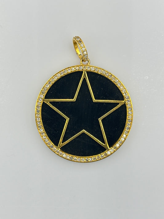 Round 14k Solid Gold  Diamond Pendants