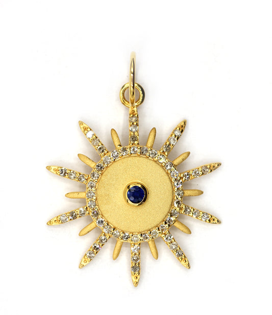 Sun 14k Solid Gold Diamond Pendants.