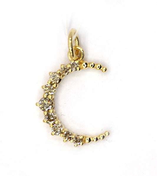 Moon 14k Solid Gold Diamond Pendants