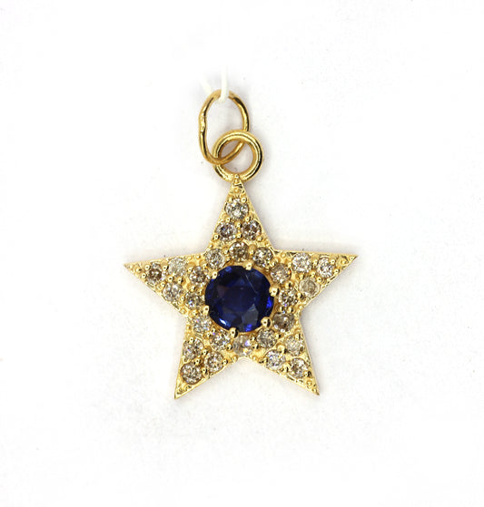 Star 14k Solid Gold Diamond Pendants