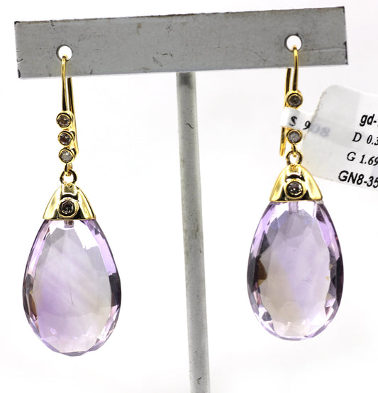 14k Solid Gold Diamond Earring