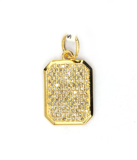 Rectangle 14k Solid Gold Diamond Pendants