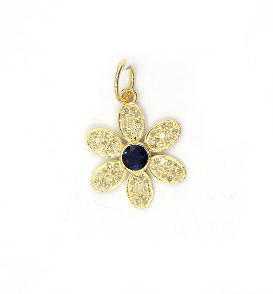 Flower 14k Solid Gold Diamond Pendants
