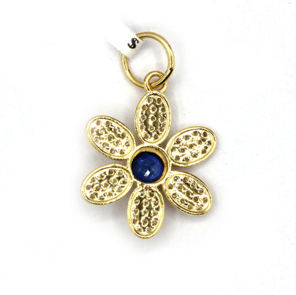 Flower 14k Solid Gold Diamond Pendants