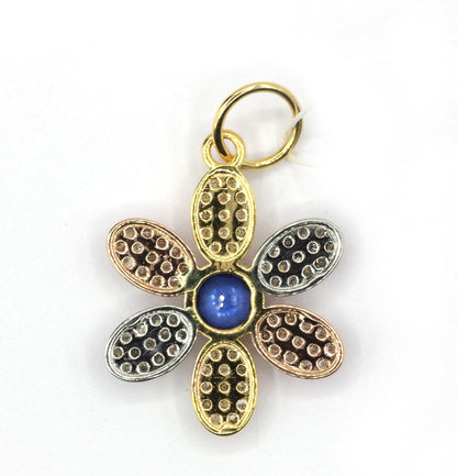 Flower 14k Solid Gold Diamond Pendants
