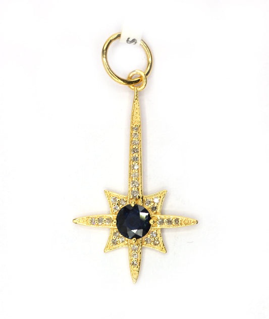 Star 14k Solid Gold Diamond Pendants