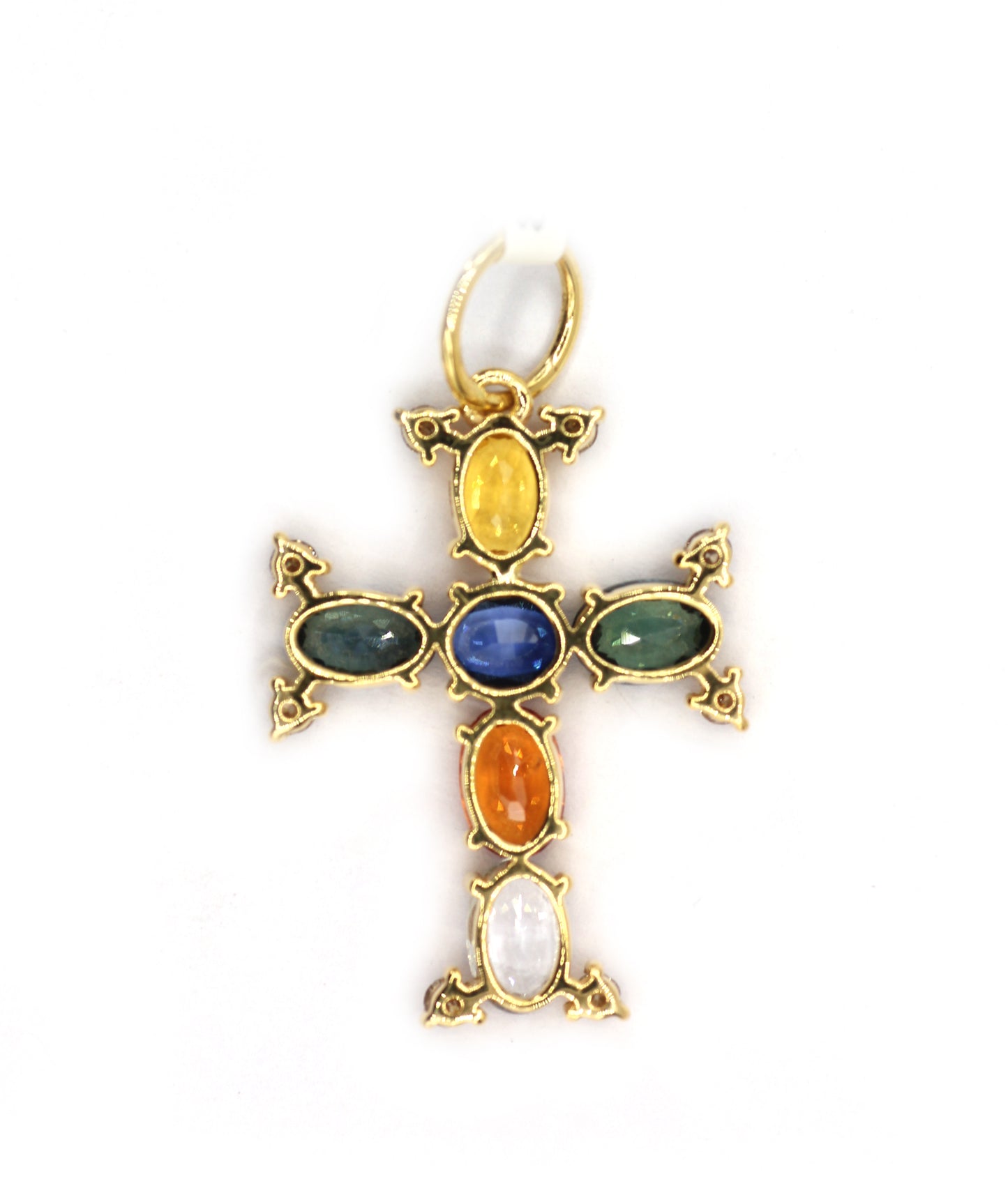 Cross 14k Solid Gold Diamond Pendants With Multi Stone