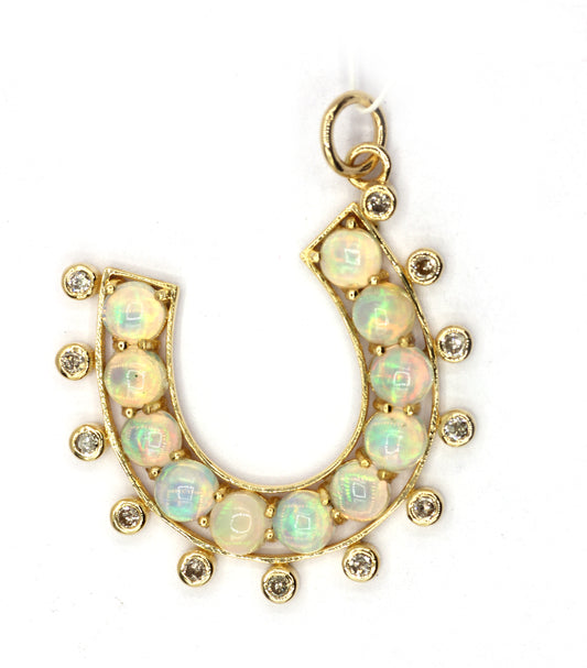 Horse Shoe 14k Solid Gold Diamond Pendants.