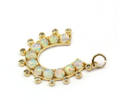 Horse Shoe 14k Solid Gold Diamond Pendants.
