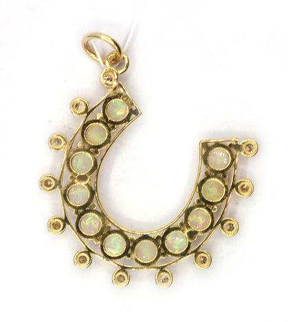 Horse Shoe 14k Solid Gold Diamond Pendants.