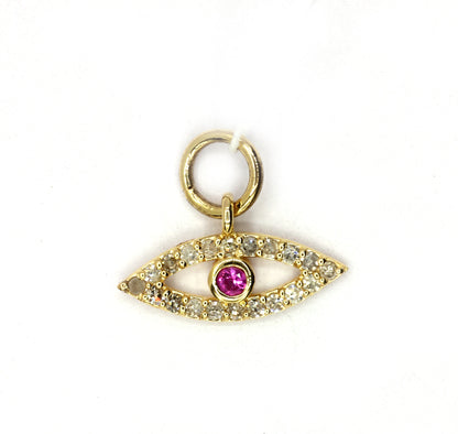 Evil Eye 14k Solid Gold Diamond Pendants