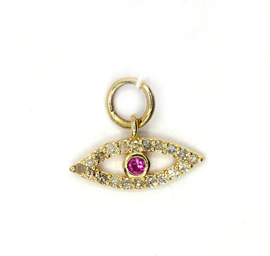 Evil Eye 14k Solid Gold Diamond Pendants