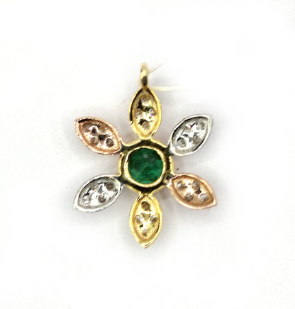 Flower 14k Solid Gold Diamond Pendants