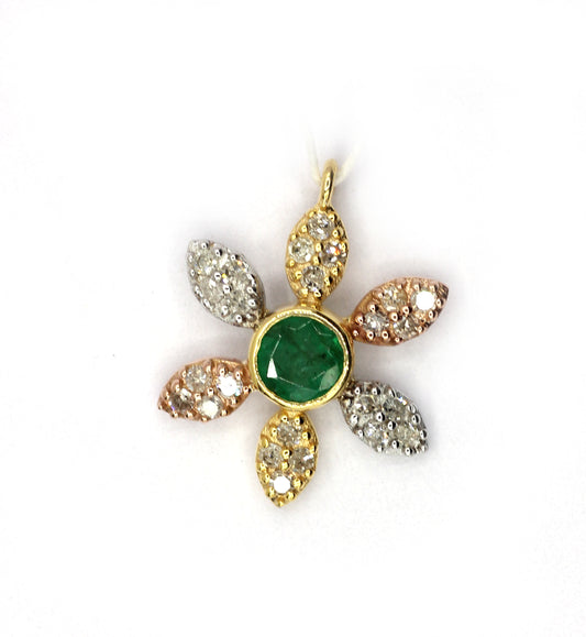 Flower 14k Solid Gold Diamond Pendants