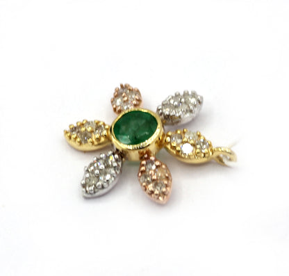 Flower 14k Solid Gold Diamond Pendants