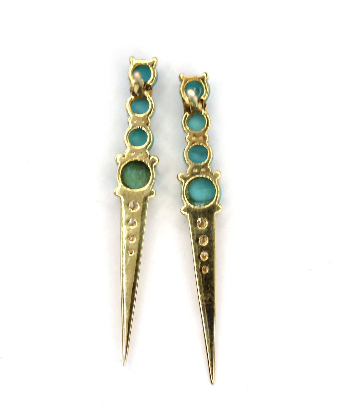 Spike 14k Gold Diamond Stud Earring With Turquoise Stone