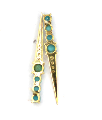 Spike 14k Gold Diamond Stud Earring With Turquoise Stone