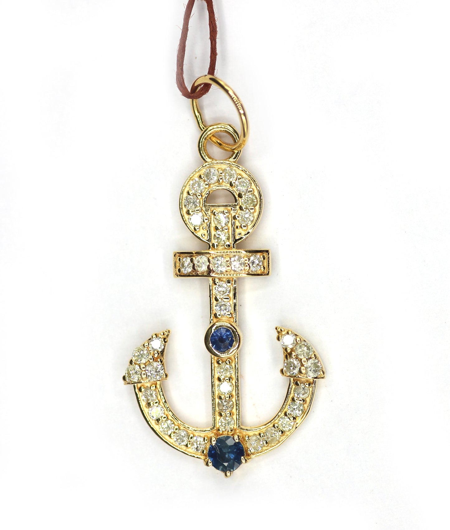 Anchor 14k Solid Gold Diamond Pendant