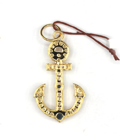 Anchor 14k Solid Gold Diamond Pendant