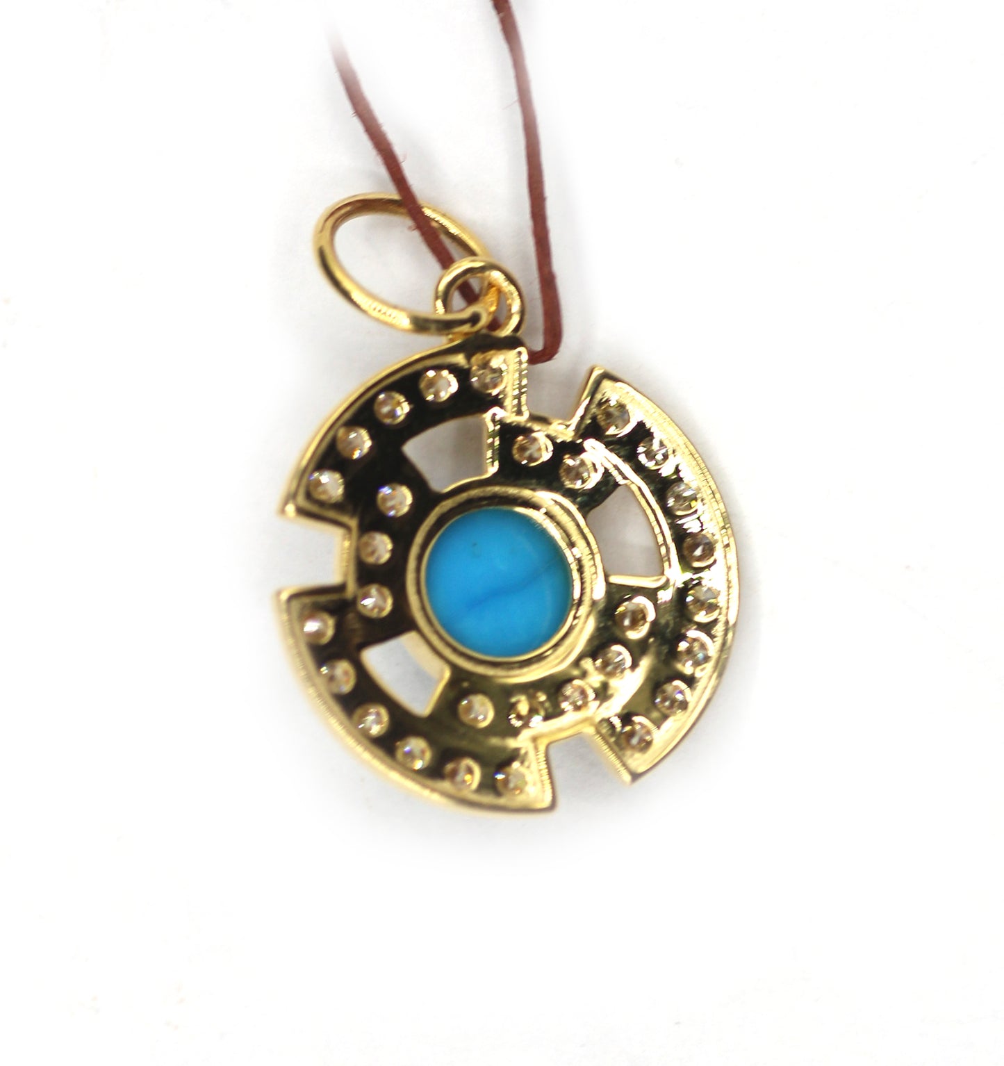 Round 14k Solid Gold Diamond Pendant