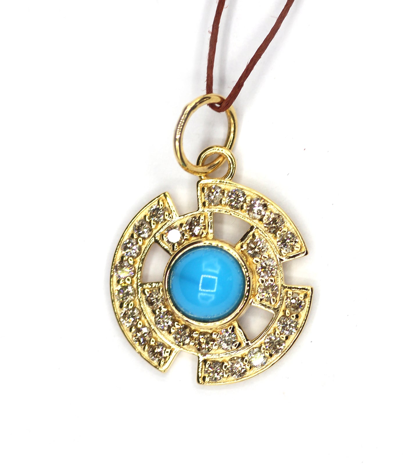 Round 14k Solid Gold Diamond Pendant